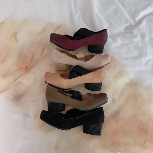 (Various Heel Leather Genuine Pumps Designs) Block