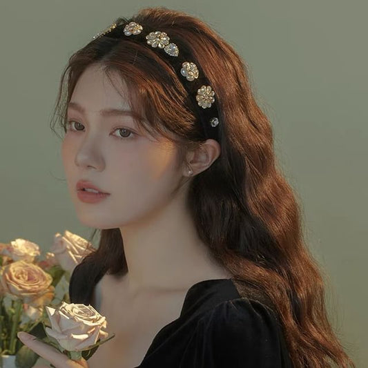 Hair Gemstones Rhinestone Band Flower