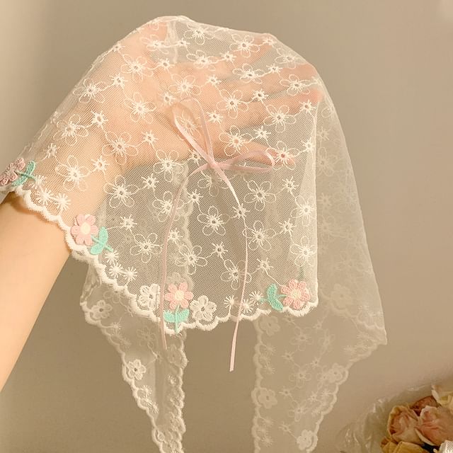 Flower Embroidered Bandana Lace