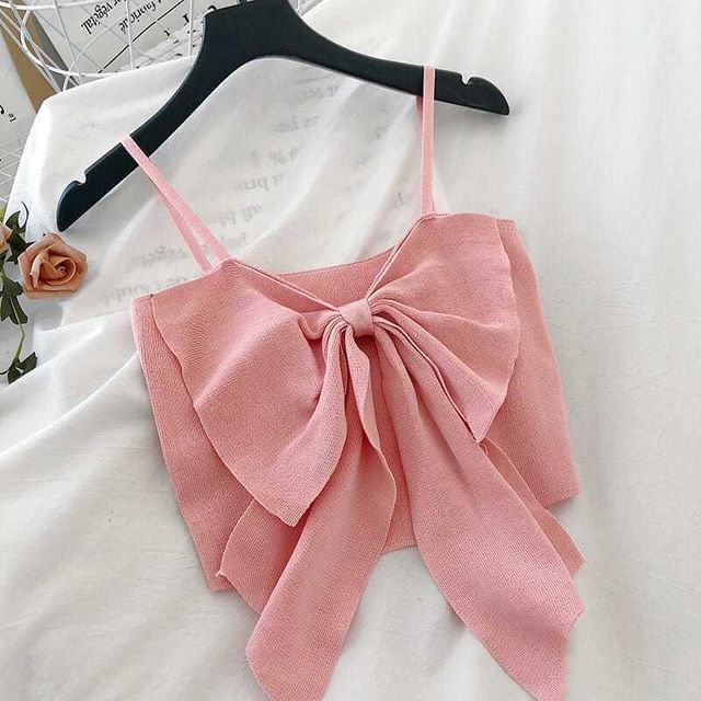 Cropped Plain Bow Top Camisole