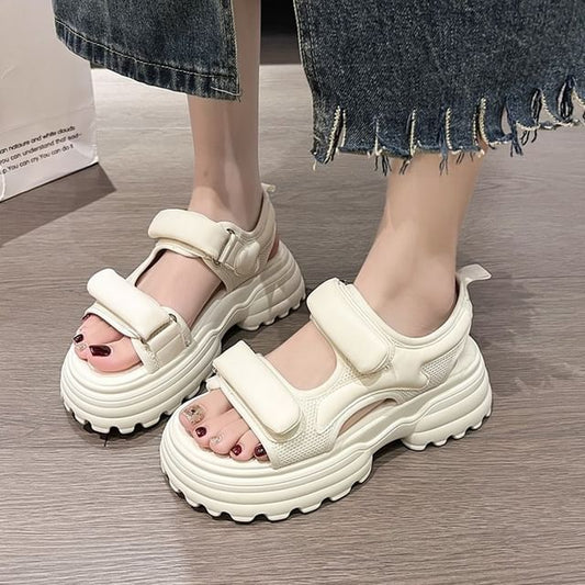 Mesh Platform Panel Sandals