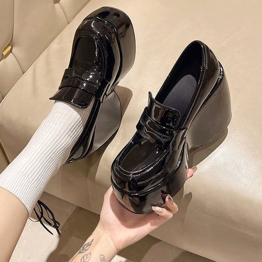 Wedge Penny Loafer Platform Pumps