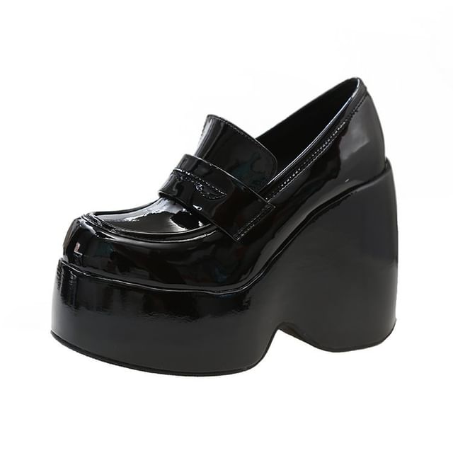 Wedge Penny Loafer Platform Pumps