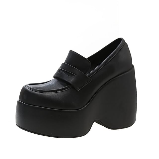 Wedge Penny Loafer Platform Pumps