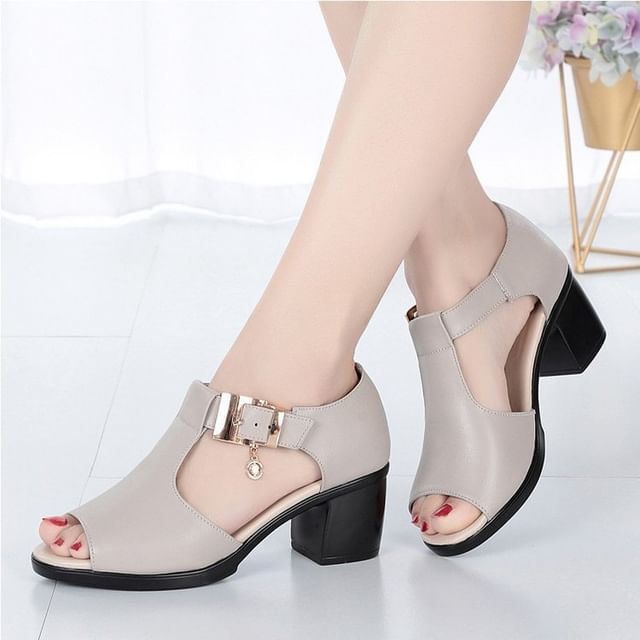 Sandals Heel Plain Block