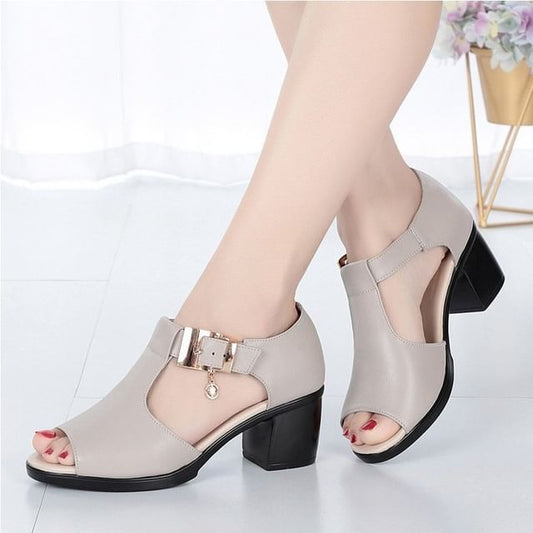 Sandals Heel Plain Block