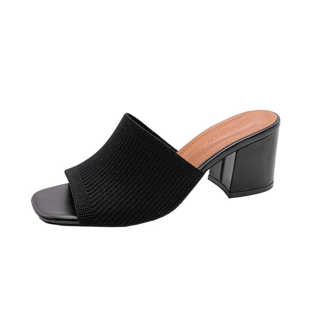 Block Plain Heel Sandals Slide