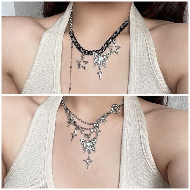 Pendant Star Butterfly Fringed Necklace