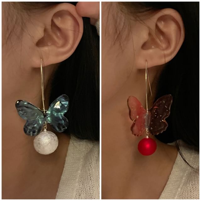 Earring Bead Hook Butterfly Drop