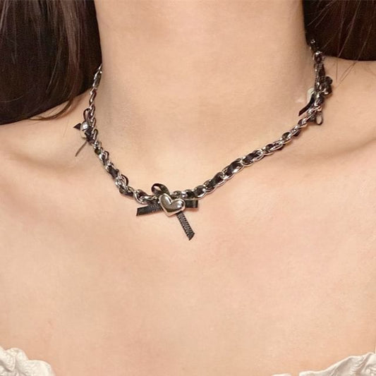 Bow Heart Necklace