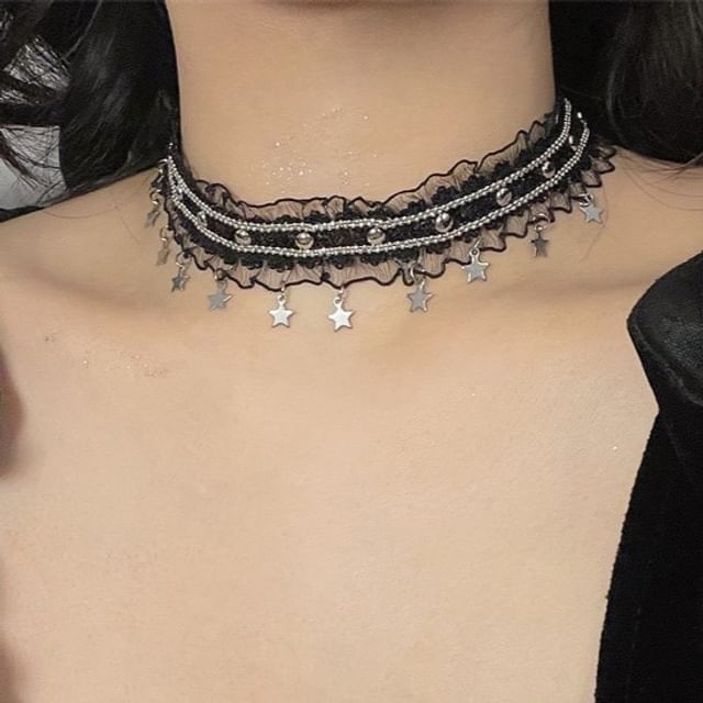 Lace Star Fringed Choker