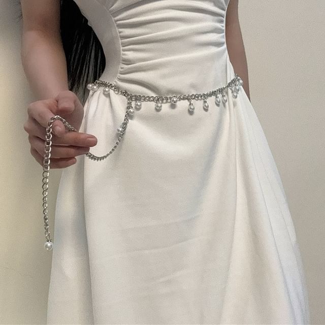 Chain Faux Fringed Pearl Belt Waist