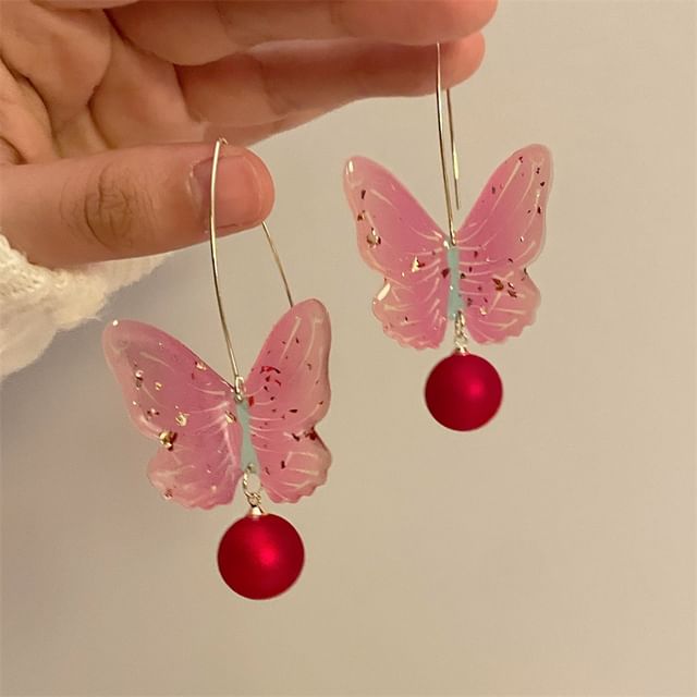 Earring Bead Hook Butterfly Drop