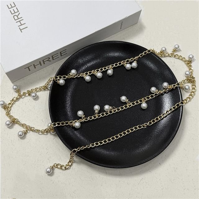 Chain Faux Fringed Pearl Belt Waist