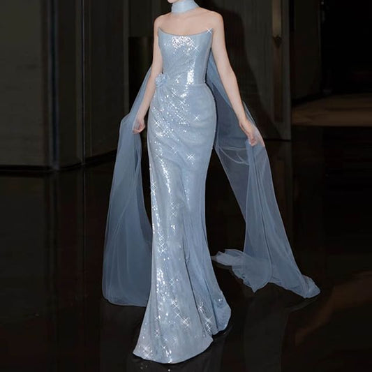 Gown Plaid Strapless Evening Mermaid