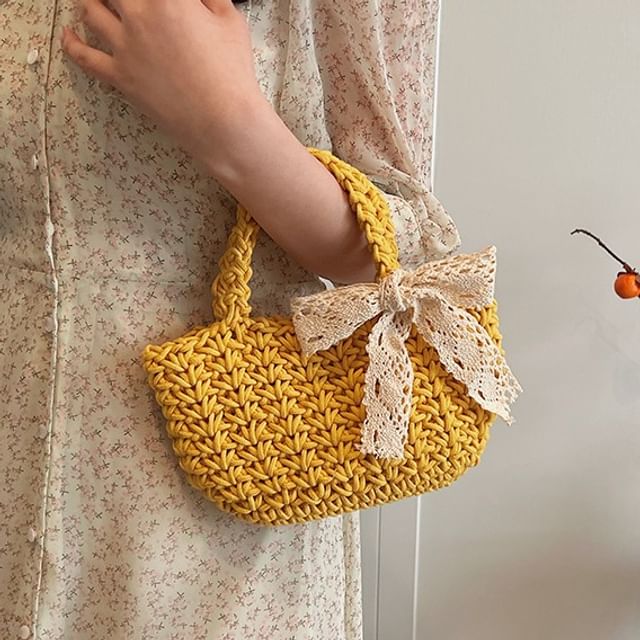 Bag Tote Woven Bow