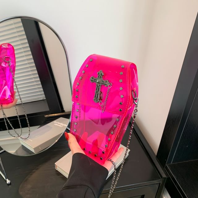 Chained Bag Studded Crisscross Crossbody PVC