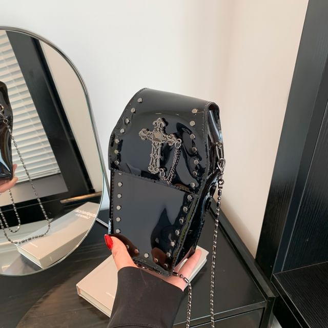 Chained Bag Studded Crisscross Crossbody PVC