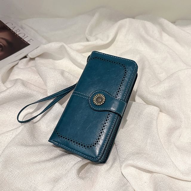 Faux Charm Floral Leather Wallet Long