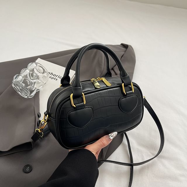 Top Bag Crossbody Grain Handle Croc