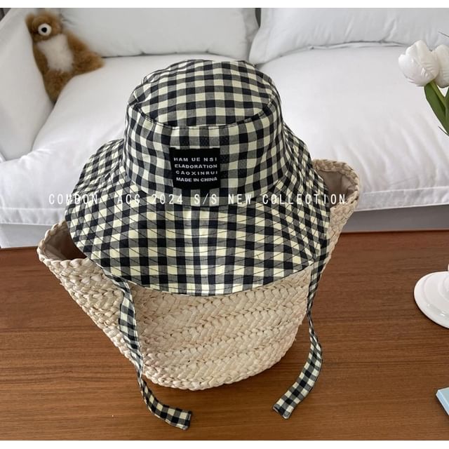 Applique Gingham Bucket Hat