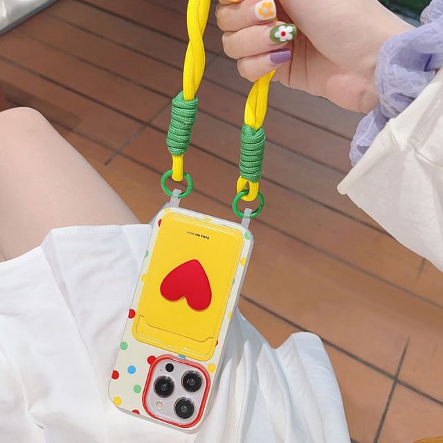 Holder Heart Case Card / Lanyard Phone Set Strap