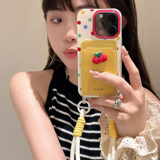 Phone Case Card Strap Cherry / Holder Set