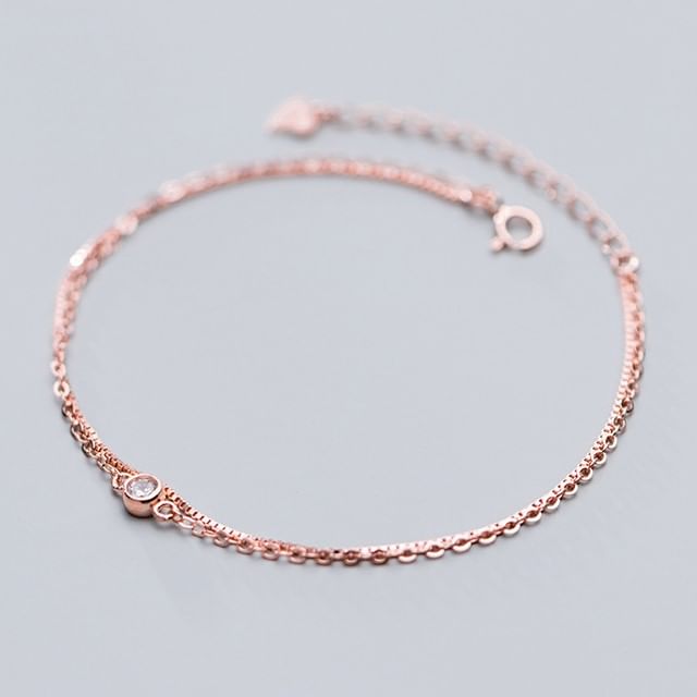 Rhinestone Layered S925 Sterling Silver Bracelet