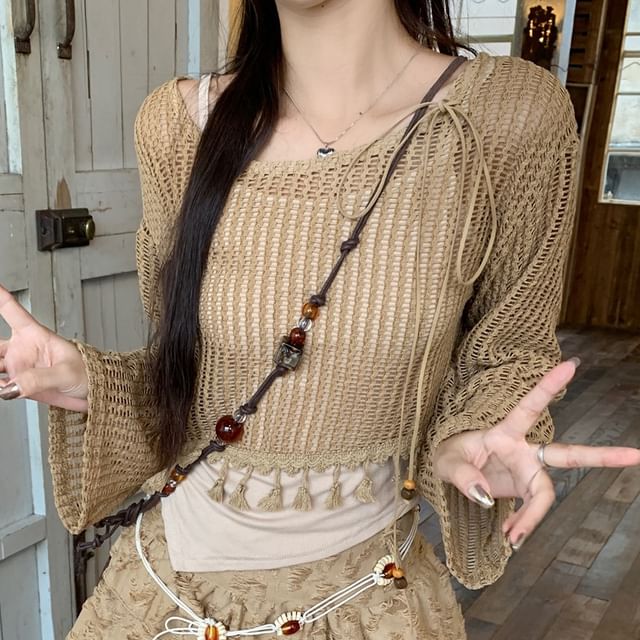 Sweater Skirt Waist Plain Cami A-Line Chain / Rise Top Mini Beaded Detail Mid Cropped Asymmetrical Distressed Tassel