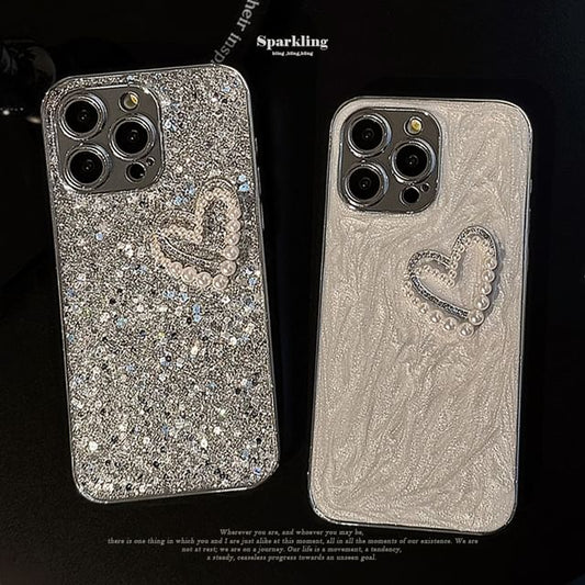 Faux Case Pearl Heart Phone