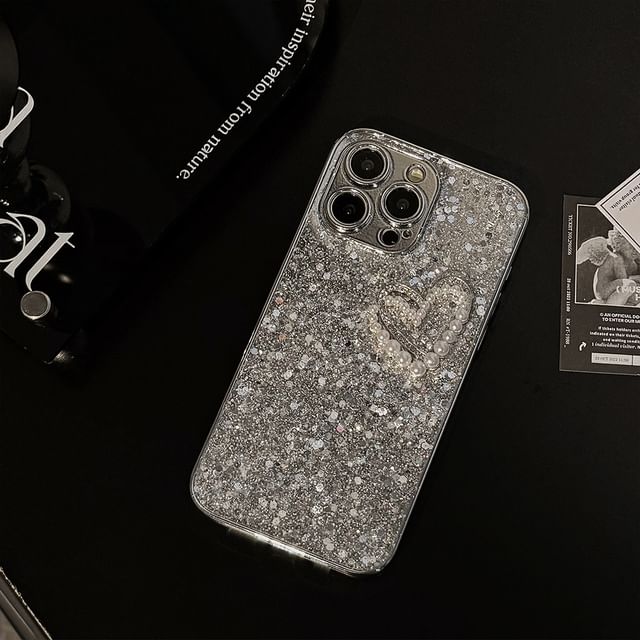 Faux Case Pearl Heart Phone