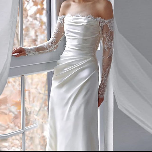 Gown Wedding Strapless Trained A-Line