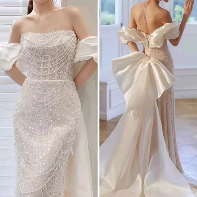 Trained Lace Gown A-Line Off Evening Shoulder