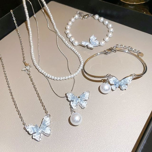 Alloy Butterfly Designs) Bracelet Necklace Crystal / (Various Faux