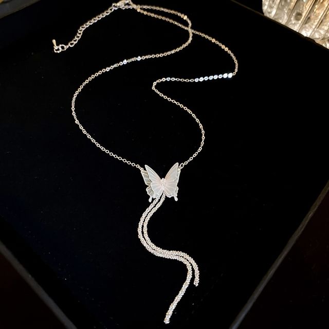 Choker / Rhinestone Butterfly Alloy Earring Dangle