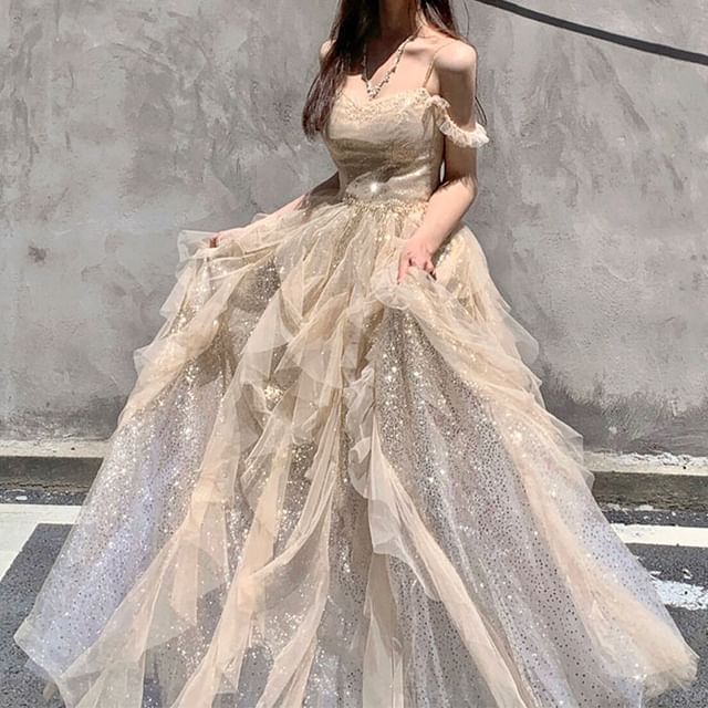 Rhinestone Gown A-Line Plain Evening