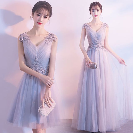 Floral Dress Evening Plain Applique V-Neck Sleeveless Mini / Mesh Gown Cocktail Ruched A-Line