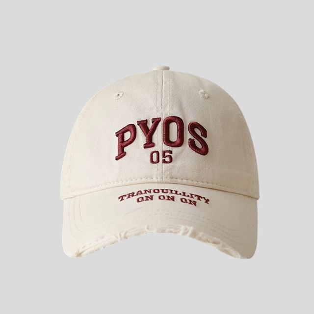 Cap Lettering Baseball Frayed Embroidered