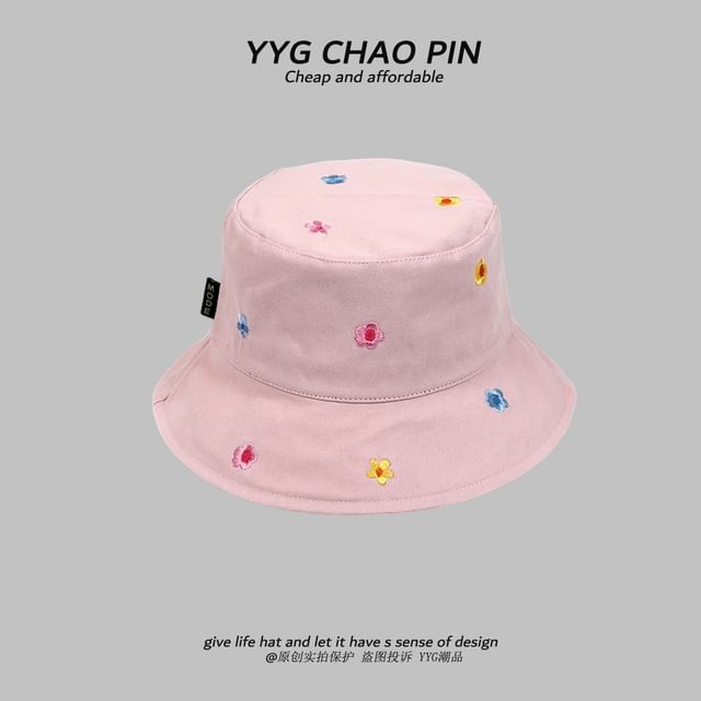 Hat Embroidered Floral Bucket