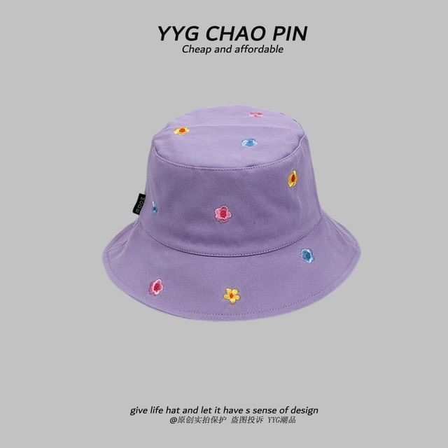 Hat Embroidered Floral Bucket