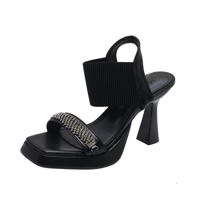 Heel Rhinestone Wedge Sandals