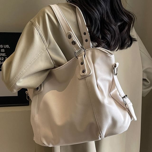 Tote Leather Bag Plain Faux