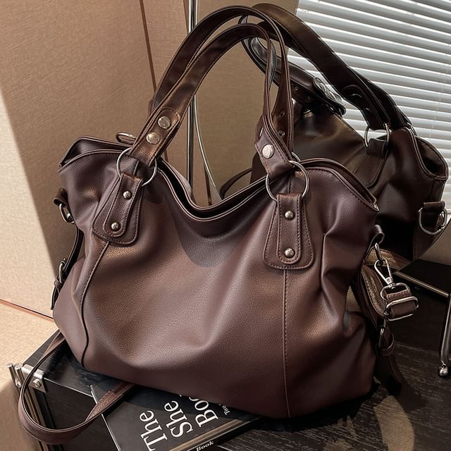 Tote Leather Bag Plain Faux