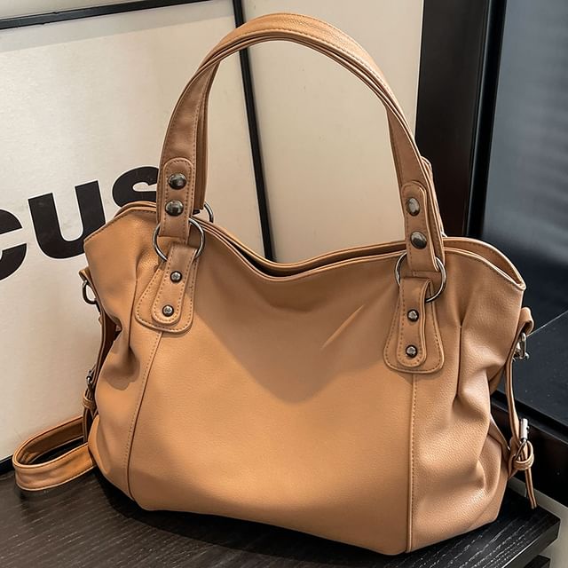 Tote Leather Bag Plain Faux