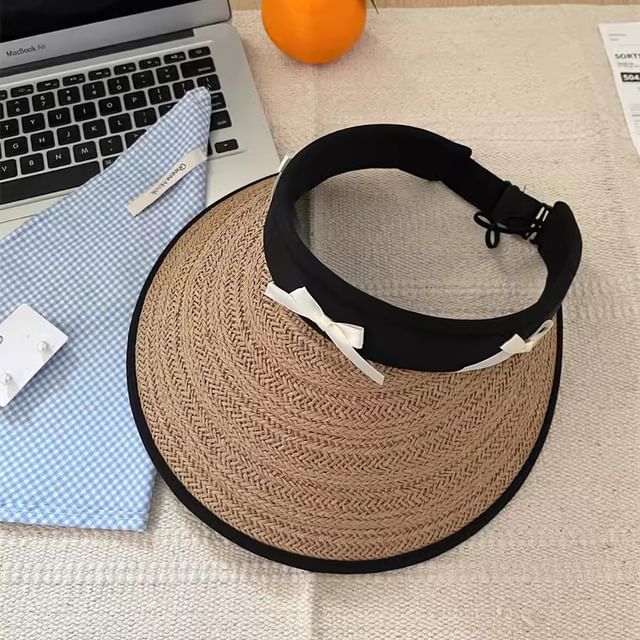 Ribbon Sun Hat Piped Straw