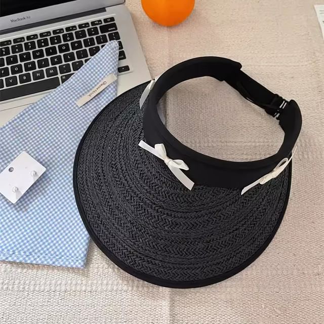 Ribbon Sun Hat Piped Straw