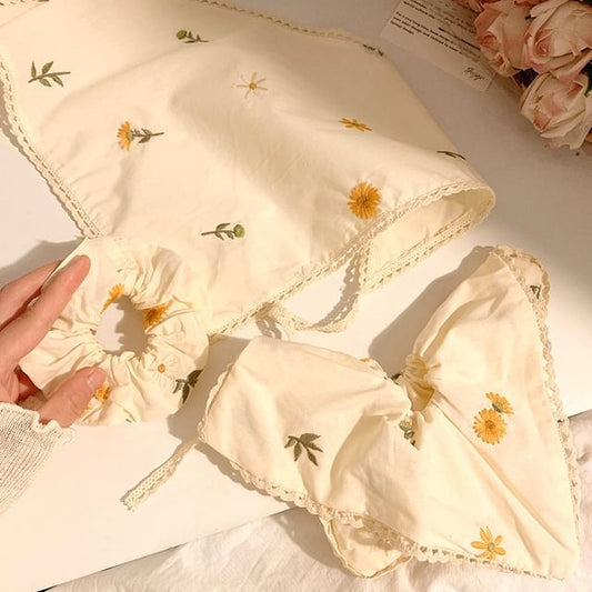 Embroidered (Various Floral Scrunchie Bandana / Designs)