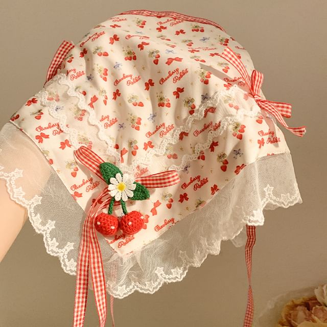 Trim Scrunchie Designs) Floral Bandana / Cherry (Various Lace