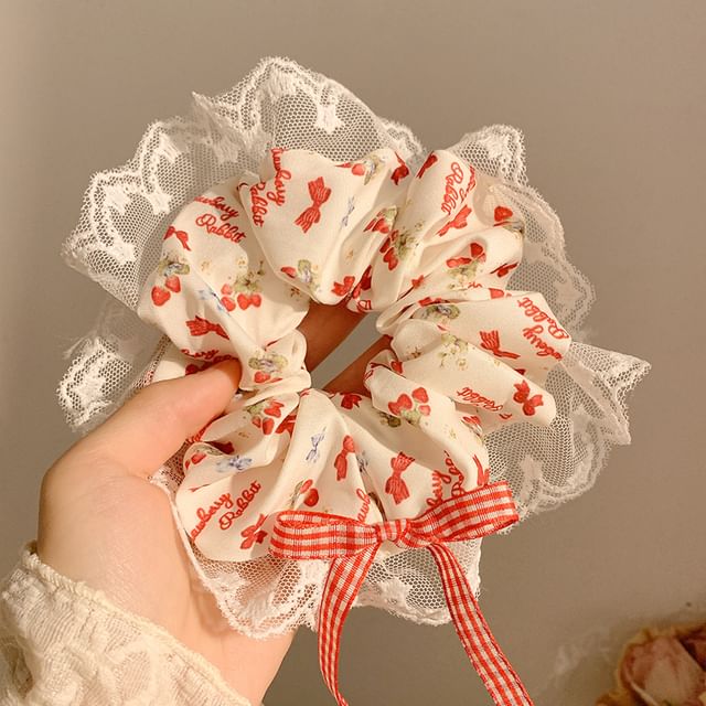 Trim Scrunchie Designs) Floral Bandana / Cherry (Various Lace