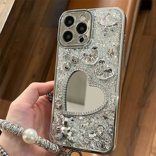 Case Mirrored Heart Strap / Set Phone